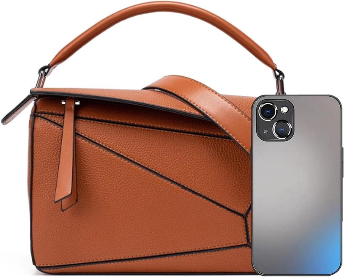 Womens Geometric Design Handbags, 9.6x4.1x6.7in Lychee Grain Crossbody Bag Mini Top Handle Bag fo... | Amazon (US)