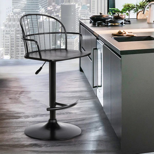 Virgilina Swivel Adjustable Height Bar Stool | Wayfair North America