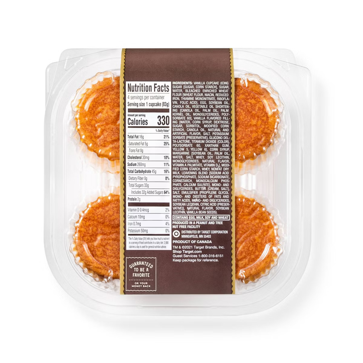 Vanilla Filled Cupcakes - 11.7oz/4ct - Favorite Day™ | Target