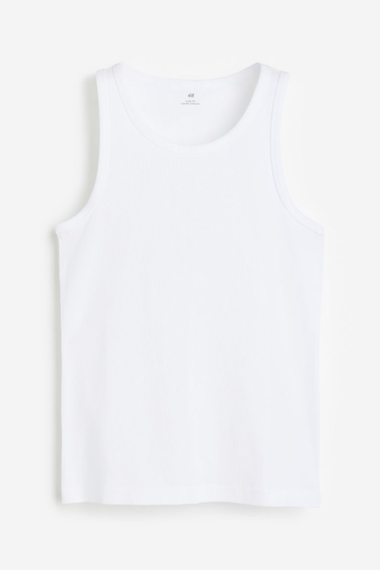 H & M - Slim Fit Ribbed vest top - White | H&M (UK, MY, IN, SG, PH, TW, HK)