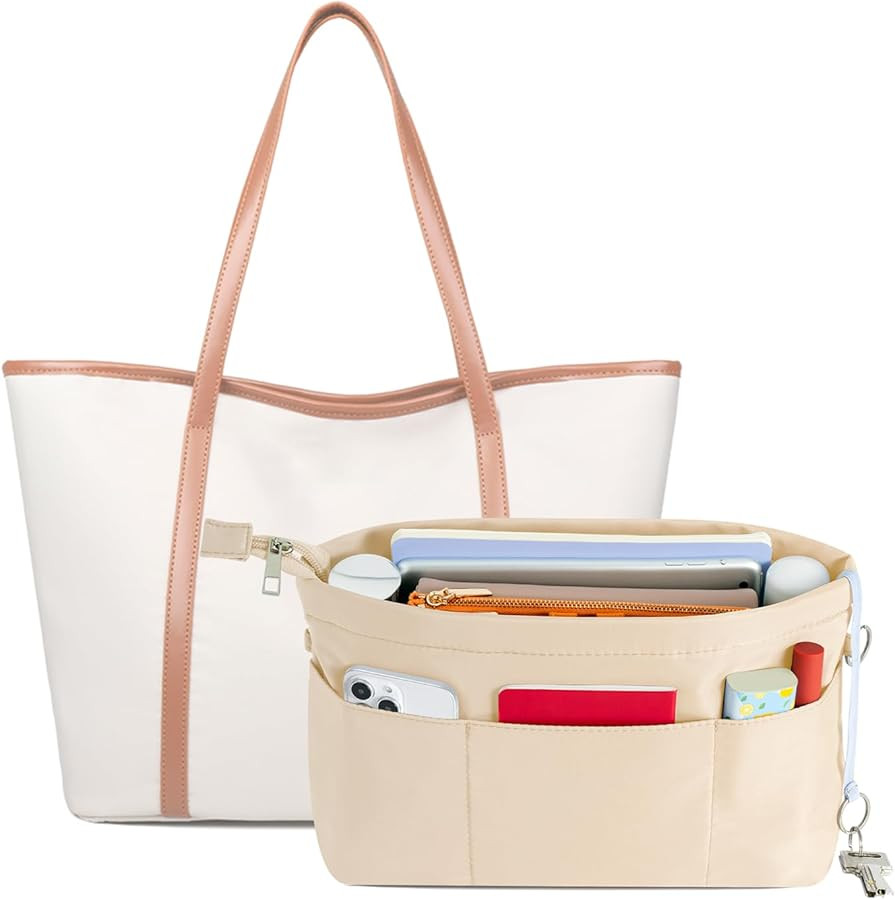 HyFanStr Purse Organizer Insert with Zipped Top for Tote Bag, Handbag Shaper with 13 Pockets | Amazon (US)