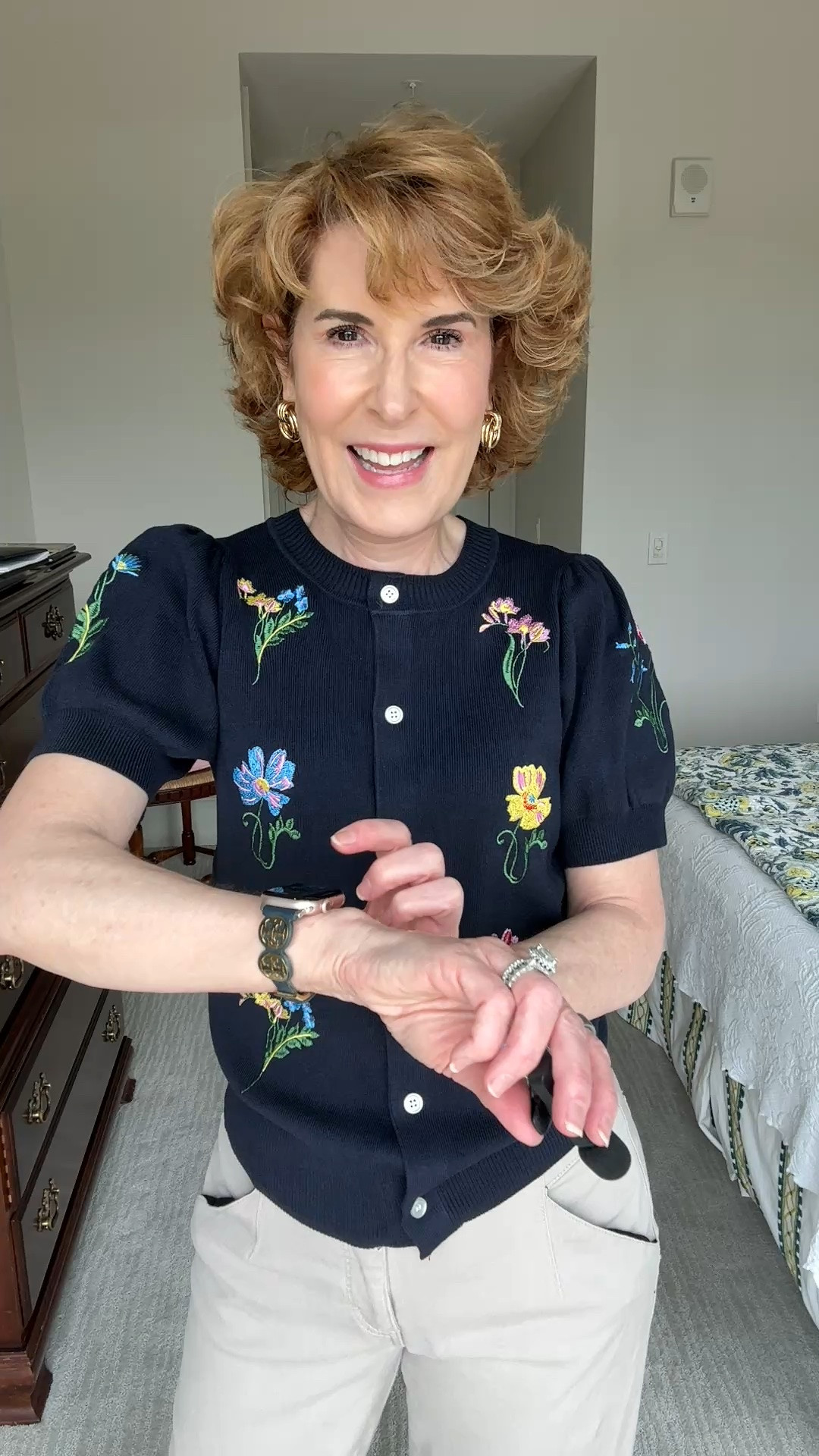 This darling $30 lightweight Walmart sweater looks so high end! I've paired it with my fave stretch chinos and navy patent Mary Jane's. I finished off with a Baublebar bracelet stack - all $10 right now, and my fave Baublebar earrings - 20% off right now. This is a great outfit for lunch with friends, errands, work, etc. Hurry, you KNOW GOOD STUFF from Walmart sells out fast!

#LTKgrwm #LTKOver40 #LTKootd