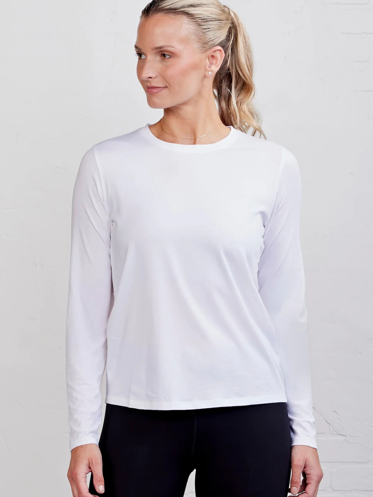 tasc Long Sleeve T-Shirts: All Day Long Sleeve T-Shirt - Size S in White - tasc Performance | tasc Performance