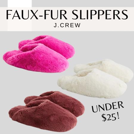 J.Crew Luxe Faux Fur Slippers - perfect gift for her! Come in 4 colors - less than $25

#LTKHoliday #LTKsalealert