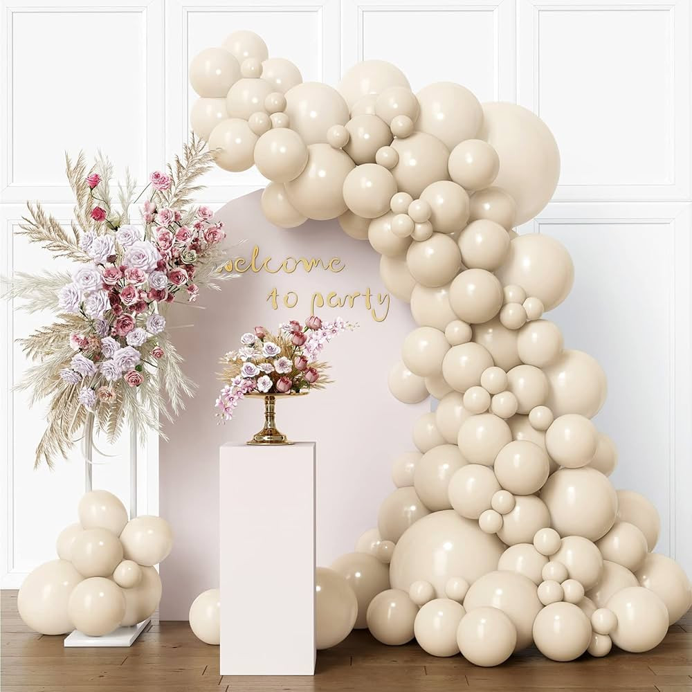 RUBFAC 87pcs Sand White Balloons Different Sizes 18 12 10 5 Inch for Garland Arch White Sand Part... | Amazon (US)