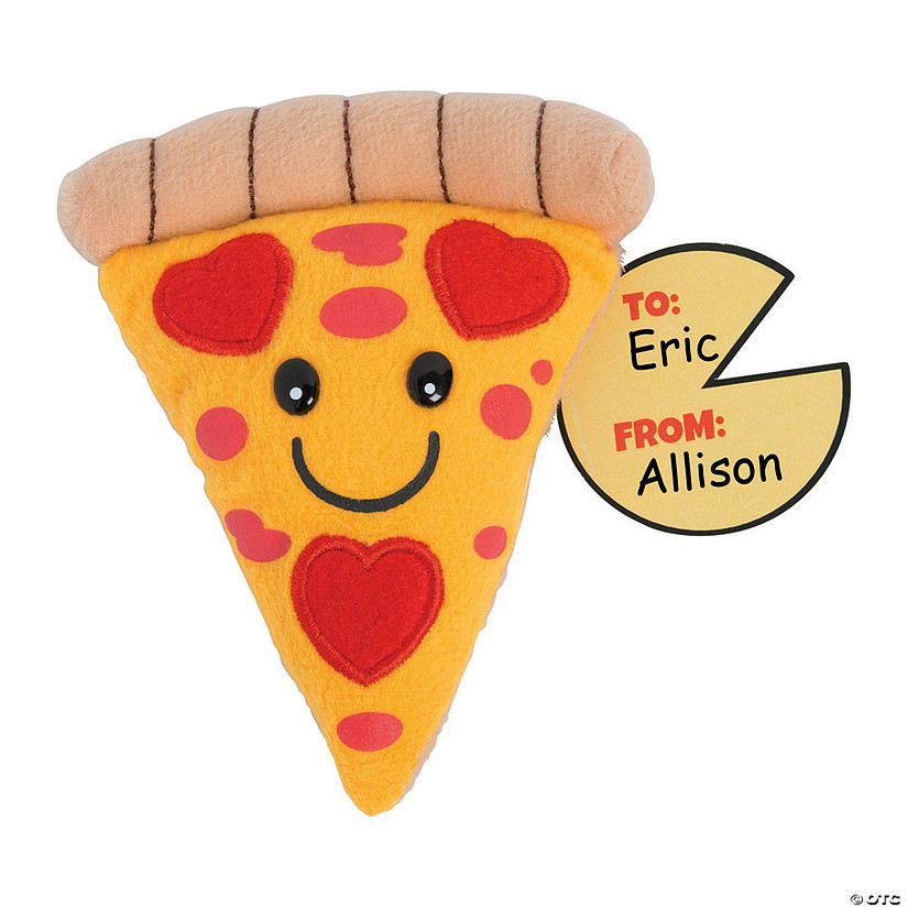 5" Stuffed Pizza Slices Valentine Exchanges with Card for 12 | Oriental Trading Company