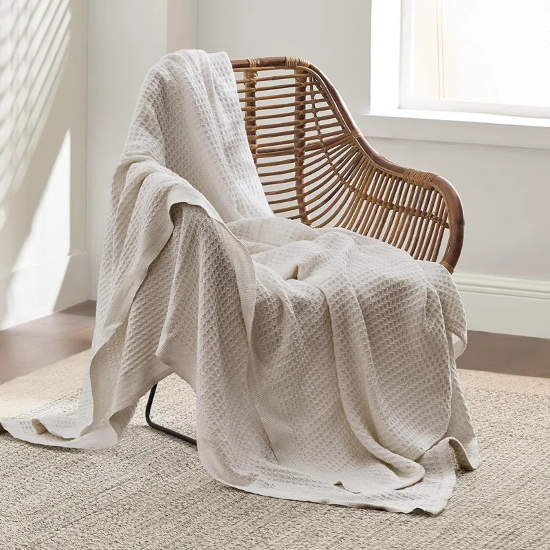Bedsure 100% Cotton Waffle Weave Blankets | Wayfair North America