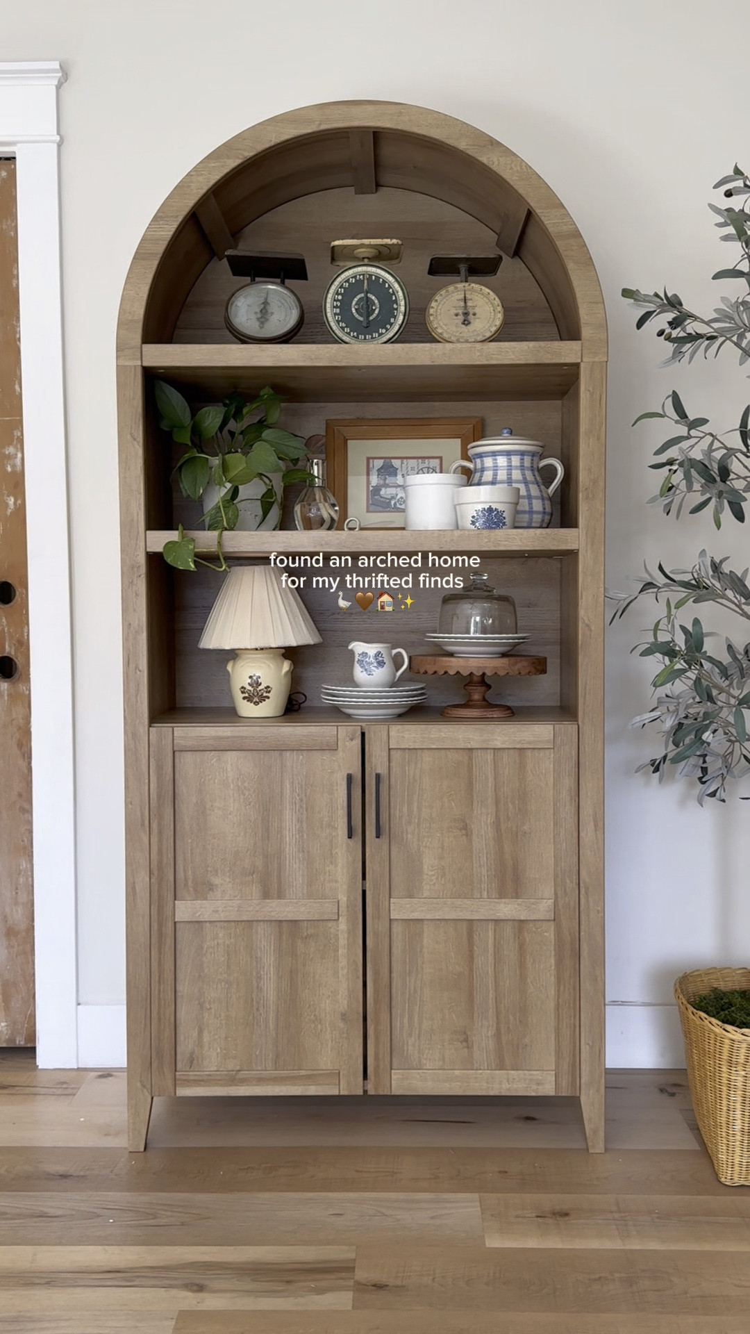 Love this affordable arched cabinet from Mopio I found on Amazon 🤍 Fast shipping, easy assembly and it looks way more expensive than it is! The light oak finish blends beautifully with any style — I’m using mine to display my thrifted finds, but it would be perfect as a pantry cabinet, linen closet or bookcase too.

#AmazonHome #LTKHome #ArchCabinet #BookcaseGoals #LightOak #HomeDecor #ThriftedFinds #AffordableHome #FurnitureFlip #AmazonFinds #CottagecoreDecor

Keywords: arch cabinet, light oak bookcase, Mopio furniture, Amazon arch cabinet, arched bookcase styling, affordable storage cabinet, modern cottage decor, pantry cabinet idea, display cabinet 

#LTKHome