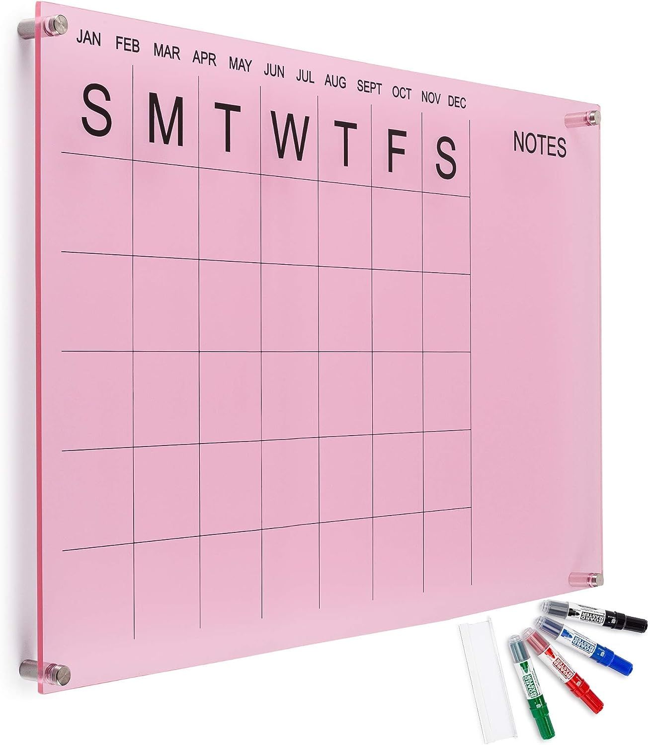 Acrylic Monthly Wall Calendar; Reusable Dry Erase Acrylic Calendar Organizer with 4 markers for H... | Amazon (US)