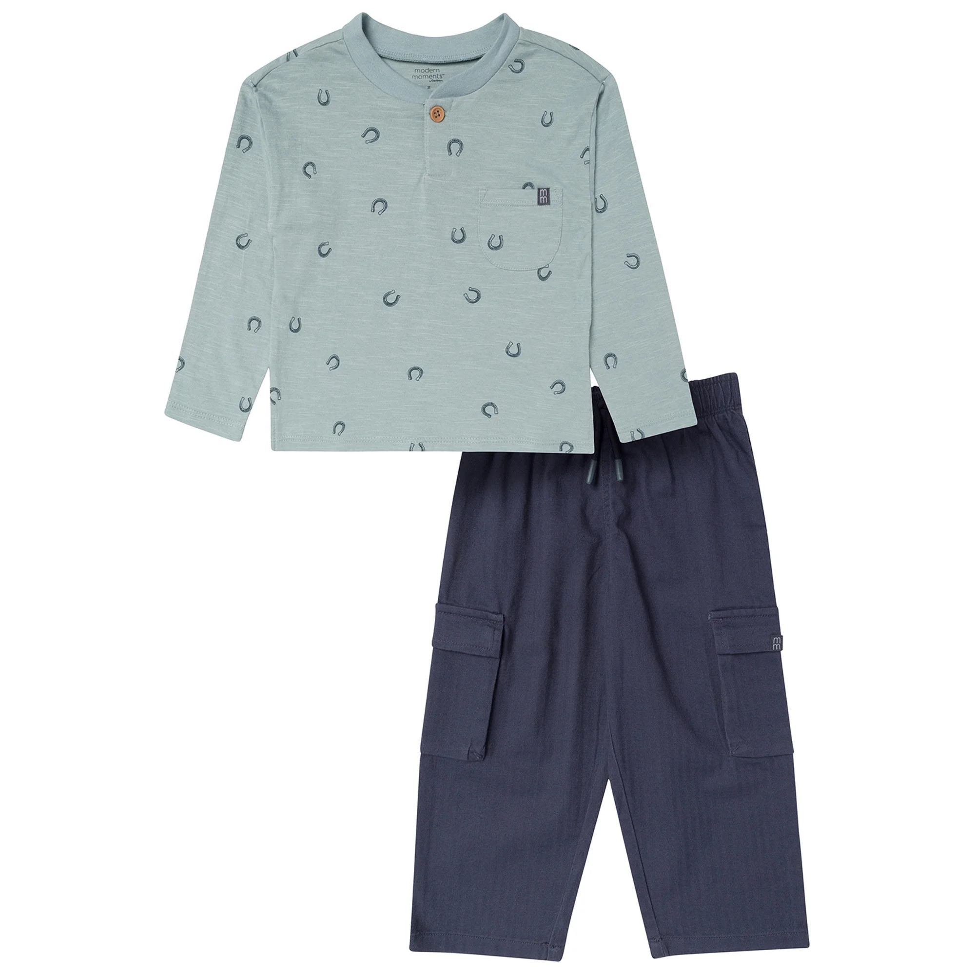 Modern Moments by Gerber Toddler Boy Henley Tee and Cargo Pant Set, Sizes 12M-5T | Walmart (US)
