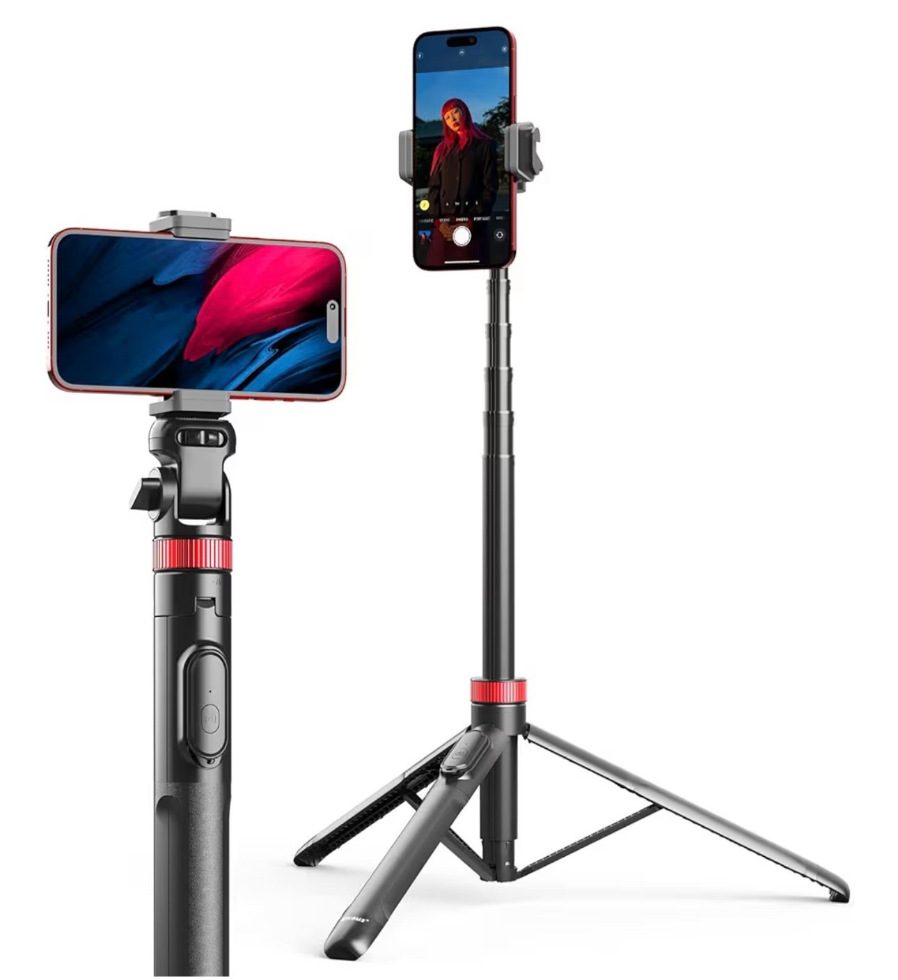 Eicaus 72" Phone Tripod - The 72” is currently sold out but I linked the 62” & a few other options that are really good. I have multiple tripods but this one is my favorite. 