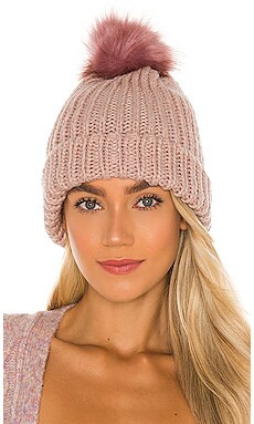 Hat Attack Bryce Faux Fur Beanie in Blush from Revolve.com | Revolve Clothing (Global)