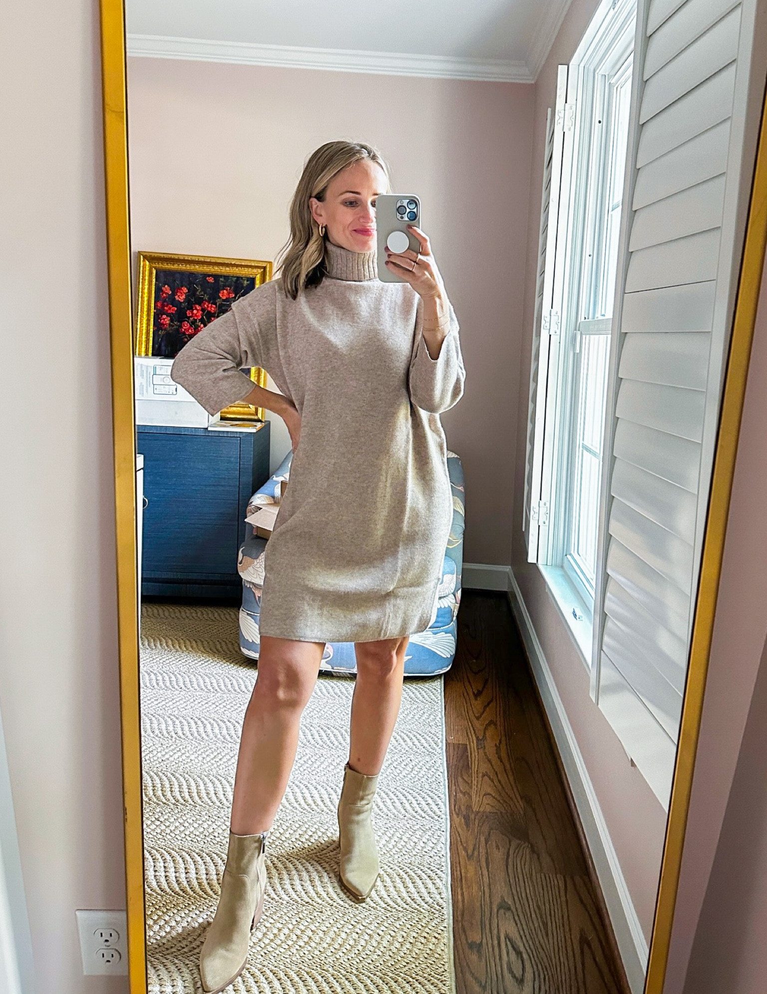 Hazelwood Vivianne Dress from Tuckernuck — 
TeriLyn Adams owns this same style in black and the hazelwood color. The funnel neck is a chic take on a traditional turtleneck, but I love the relaxed look. The sleeves are the perfect length for everyday outfits too. I pair this dress with boots, loafers, sneakers, and clogs. You can't go wrong with either color.


#LTKworkwear #LTKstyletip #LTKSeasonal