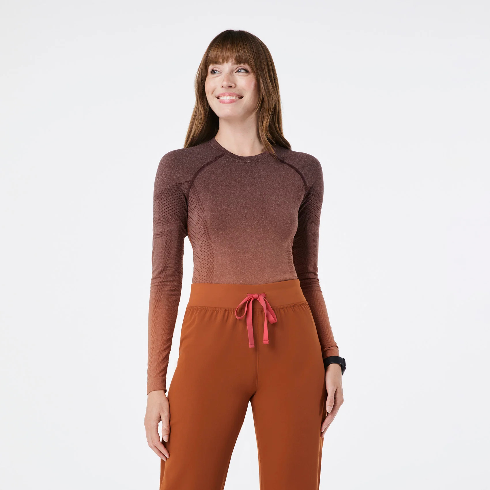 Women's Salta Seamless Longsleeve Underscrub - Ombre Espresso · FIGS | FIGS