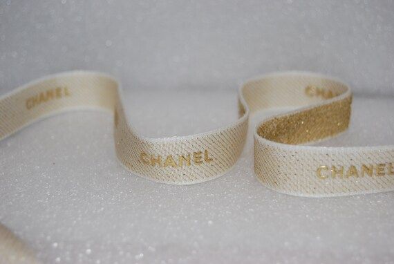 Authentic CHANEL White &  Gold Shimmering Ribbon  , by the yard Perfect for crafting | Etsy (US)