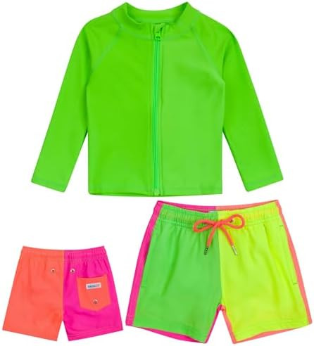 SwimZip Boys' Long Sleeve Rash Guard & Swim Shorts Set - UPF 50+ Sun Protection | Amazon (US)