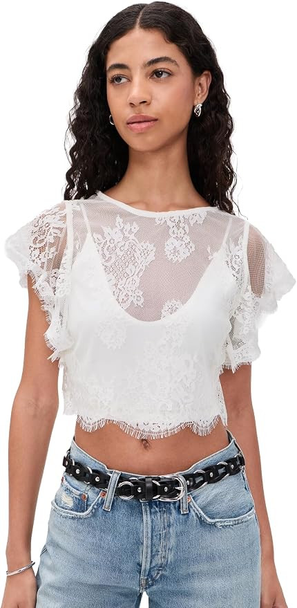 Free People Women's Lunar Ash Lace Top | Amazon (US)