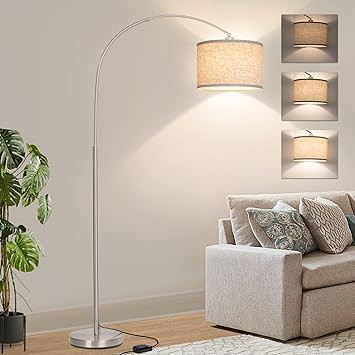 Floor Lamp for Living Room, Dimmable Arc Floor Lamp with Adjustable Head, Silver Finish Modern Fl... | Amazon (US)