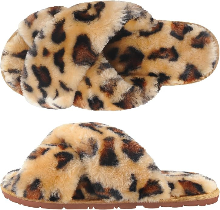 SIMIYA Womens Fluffy Slippers, Anti-Skid Faux Fur House Slippers | Amazon (UK)