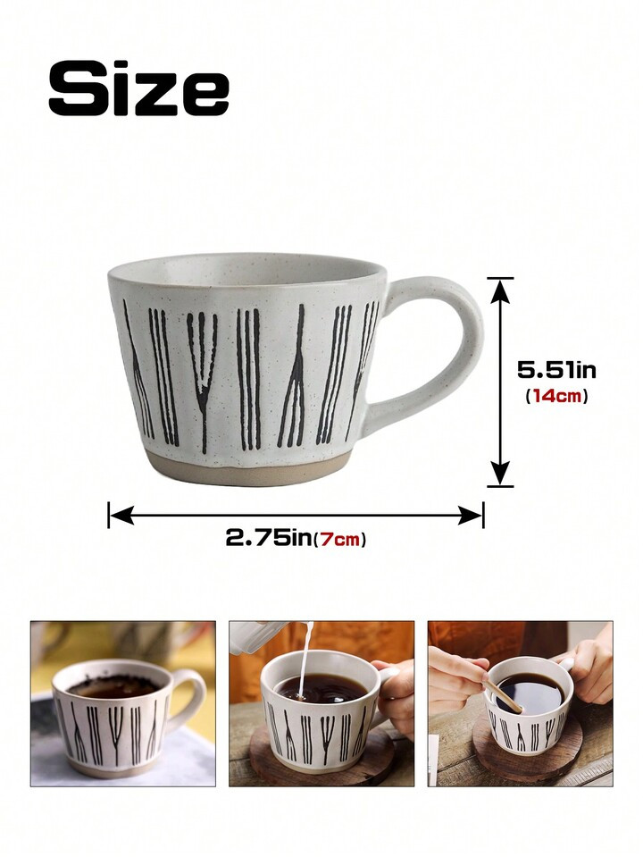 1pc Creative Handmade Coarse Pottery Coffee Cup, Black Tree Branch Pattern Design Mug, Suitable F... | SHEIN