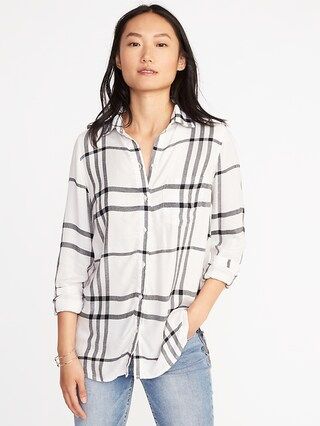 Old Navy Womens Relaxed Soft-Washed Classic Shirt For Women Windowpane Size L | Old Navy US