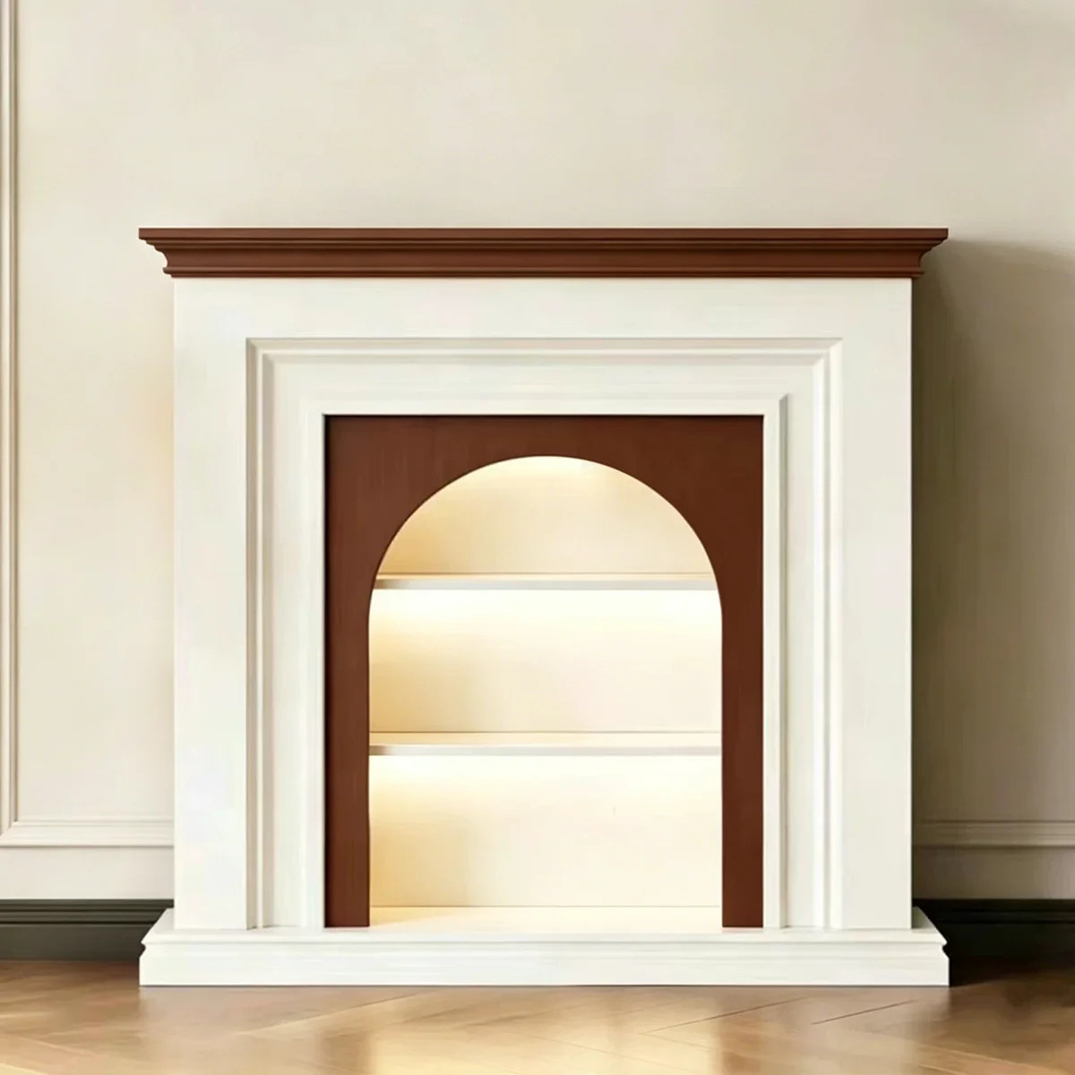 Beige Solid Wood Freestanding Fireplace | Wayfair North America
