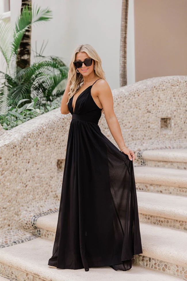 It All Begins With Love Black Maxi Dress FINAL SALE | Pink Lily