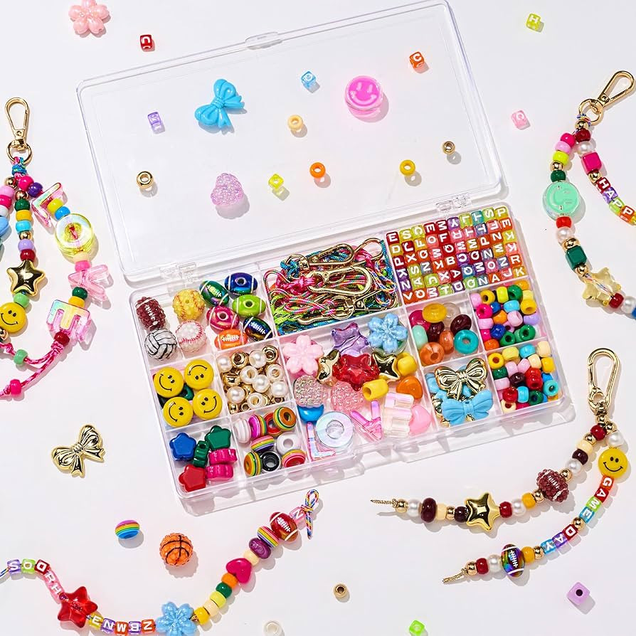 MYCUTEY DIY Keychain Making Kit-Beaded Keychain＆Bag Charm Craft Supplies with Keyrings,Cords an... | Amazon (US)