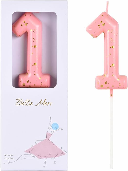 Bella Meri 2.76 Inch Classical Pink Gold 1 Number Birthday Candles, Cake Number Candles, Party Ce... | Amazon (US)