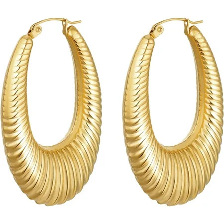 Gold Earrings for Women 18k Gold Plated Round/Oval Earrings Gold Earrings Lightweight Earrings Jewelry Gift for Women Girls | Walmart (US)