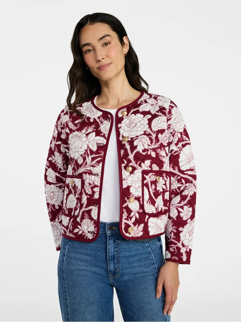 Time and Tru Women's Quilted Cotton Jacket, Sizes XS-XXXL | Walmart (US)