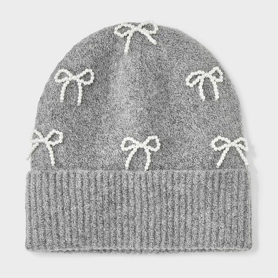 Bow Embellishment Beanie Hat - Wild Fable™ Gray | Target