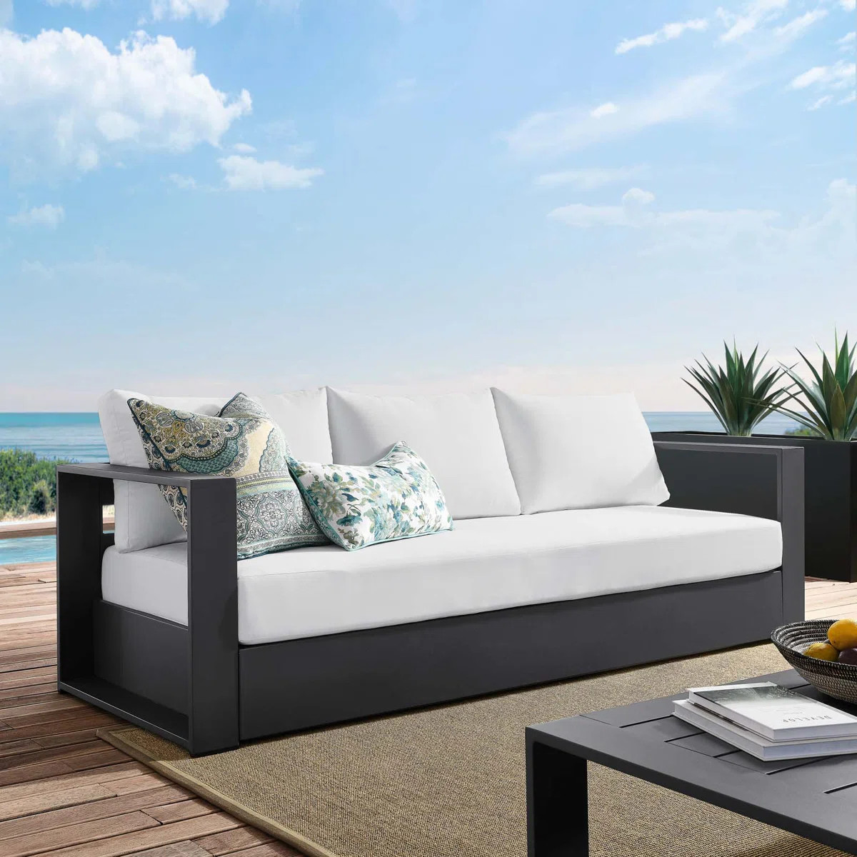 Tahoe Outdoor Patio Powder-Coated Aluminum Sofa | Wayfair North America