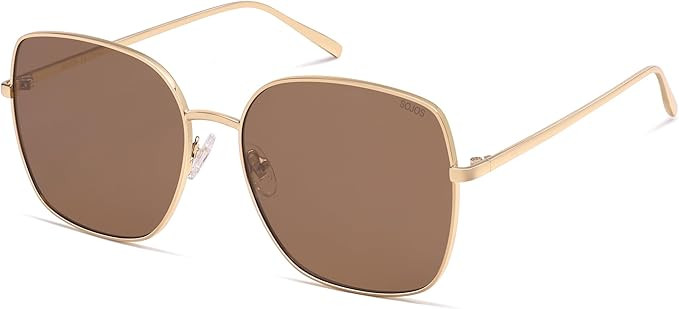 SOJOS Trendy Oversized Square Metal Frame Sunglasses for Women Men Retro Big Flat Lens UV Protect... | Amazon (US)