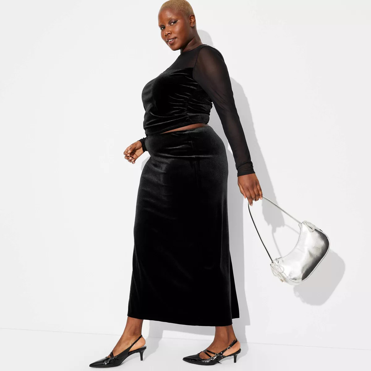 Women's Velour Maxi Skirt - Wild Fable™ Black 2X | Target