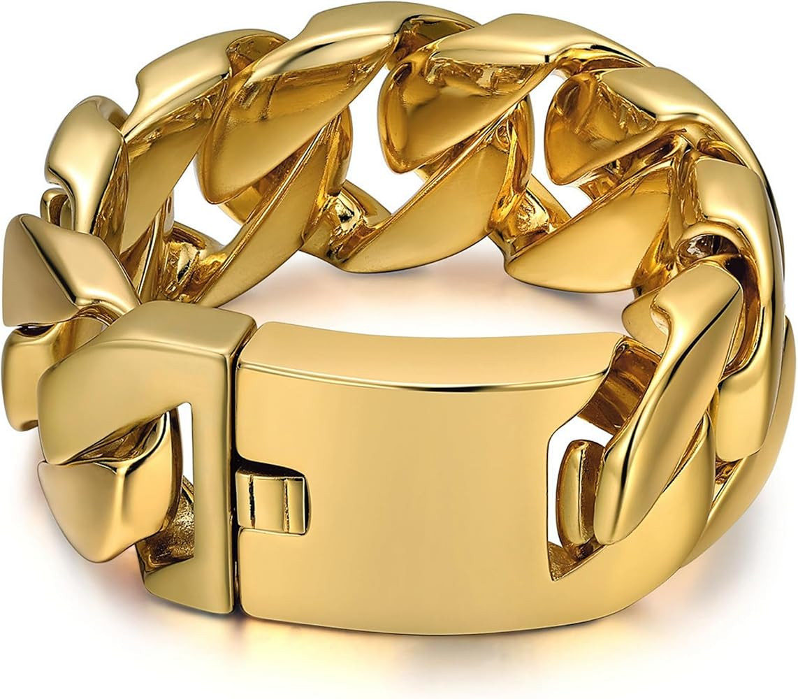 ROWIN&CO Jewelry Huge 32mm Chunky Chain Necklace Heavy Sturdy 18K Gold Plating 316L Stainless Ste... | Amazon (US)