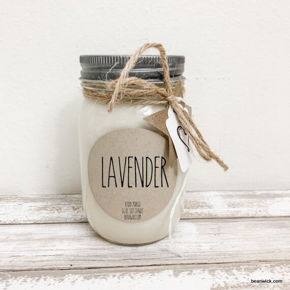 Farmhouse, Hand Poured, all Natural, Lavender, 100% Soy Candle in 16 oz. Glass Mason Jar with Cot... | Etsy (US)