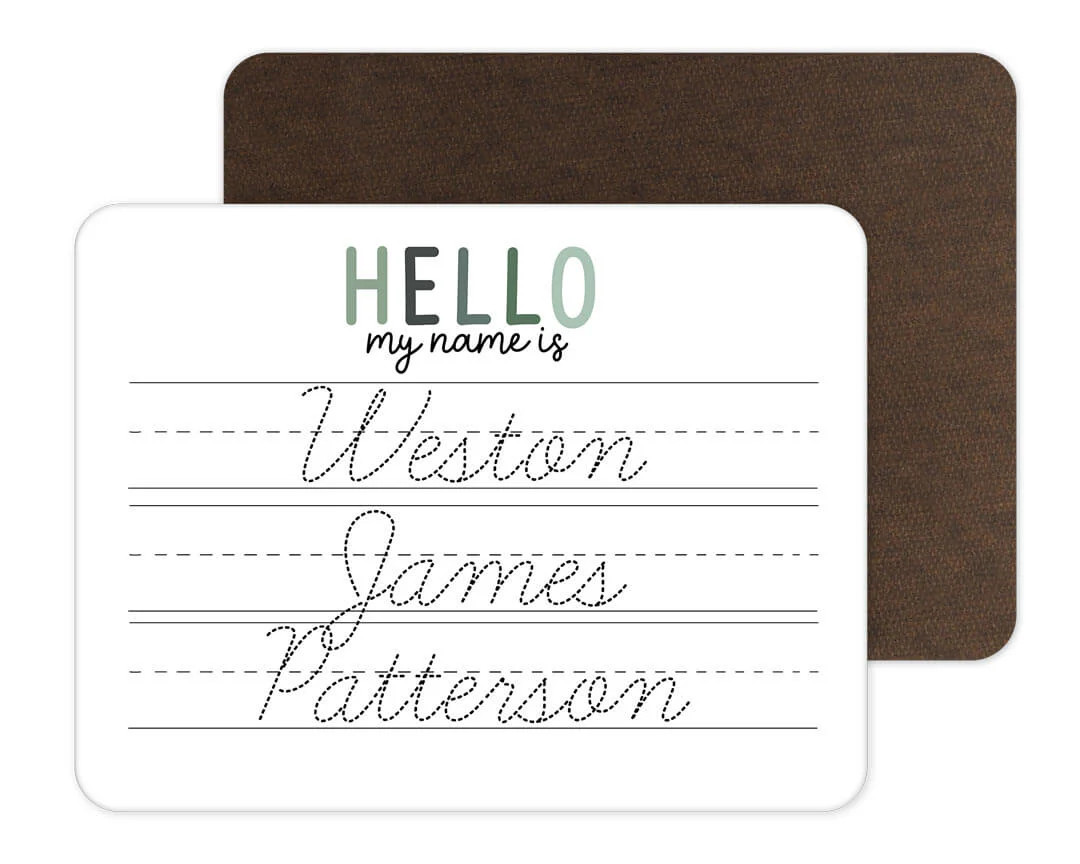 Kids Personalized Whiteboard | Hello My Name Is - Gradient Greens | Caden Lane