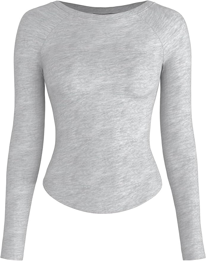 CIDER Women Long Sleeve Crop Top Boat Neck Slim Fit Tight Basic Tee Shirts 2025 | Amazon (US)