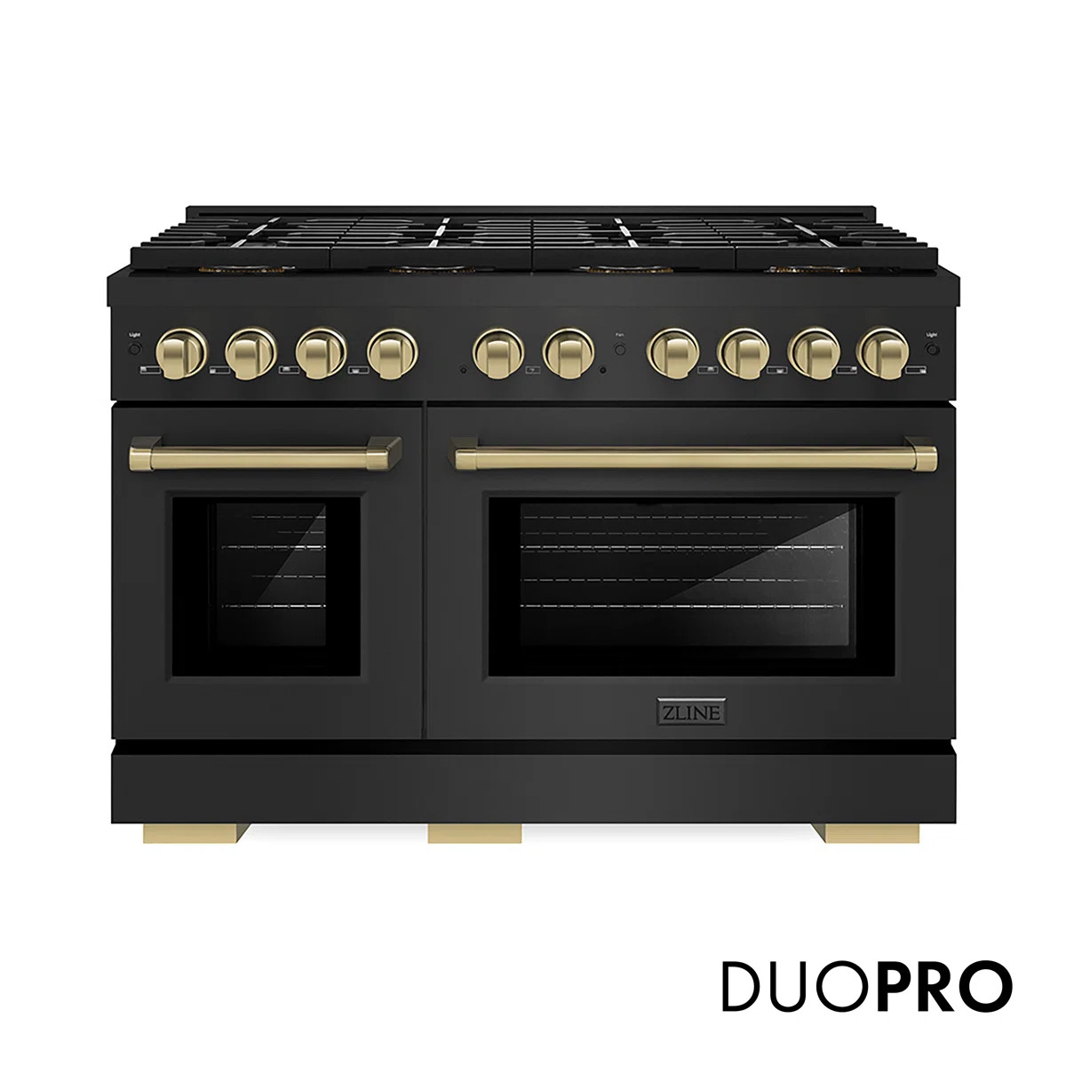 ZLINE Autograph 48 in. Black Stainless Paramount Dual Fuel Range w/ DuoPro Cooktop & Bronze Accen... | Wayfair North America