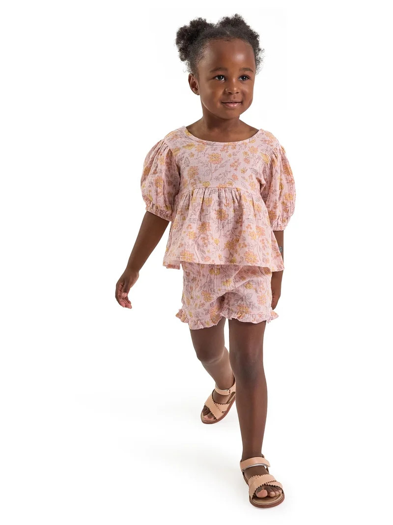 Modern Moments by Gerber Toddler Girl Top and Short Outfit Set with Crossback Detail, 2-Piece, Si... | Walmart (US)