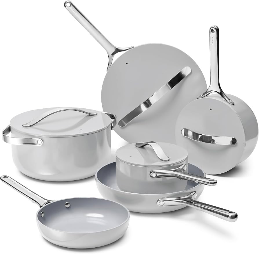 Caraway Deluxe Non-stick Ceramic Cookware Set (16 Piece) Pots, Frying Pans, Lids and Kitchen Stor... | Amazon (US)