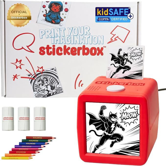 Stickerbox AI Voice-Powered Mini Sticker Maker for Kids - Portable Thermal Inkless Printer with 3... | Amazon (US)
