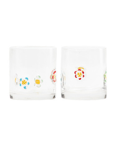 Set Of 2 Mixed Daisy Double Old Fashioned Glasses | Marshalls