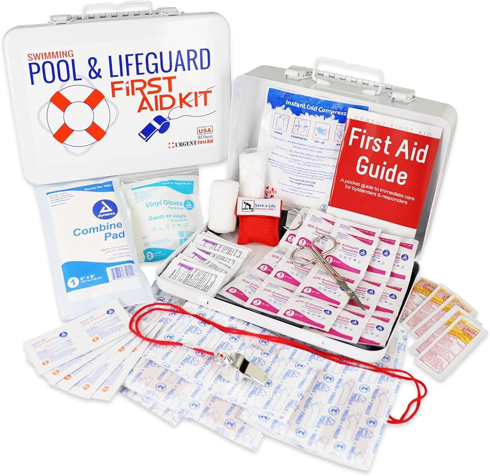 Swimming Pool & Lifeguard First Aid Kit - Sturdy Water-Resistant case, Signalling Whistle & More,... | Amazon (US)