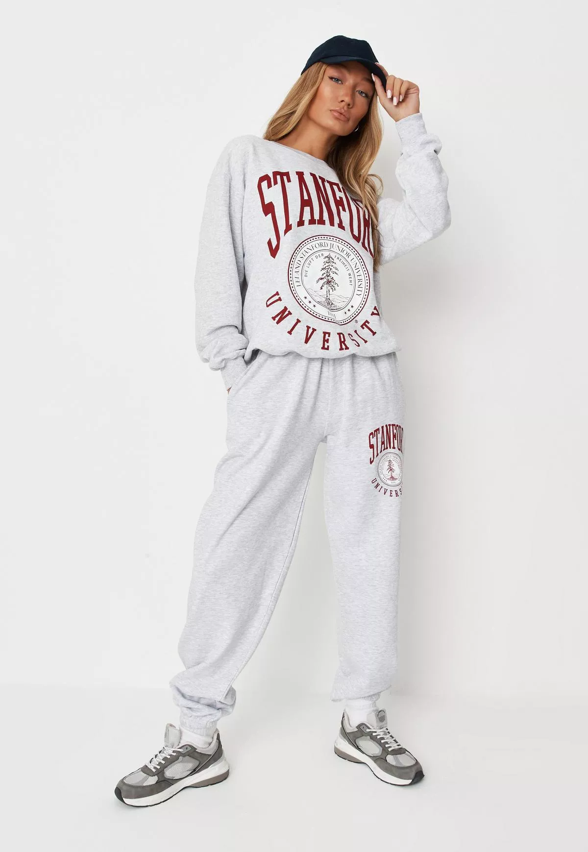 Missguided Stanford oversized sweatshirt in gray
