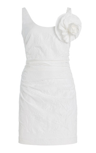 Gisele Brooch-Detailed Camellia-Embossed Mini Dress | Moda Operandi (Global)