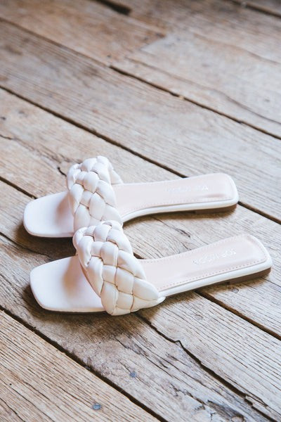 Elle Braided Slide Sandal, Ivory | North & Main Clothing Company