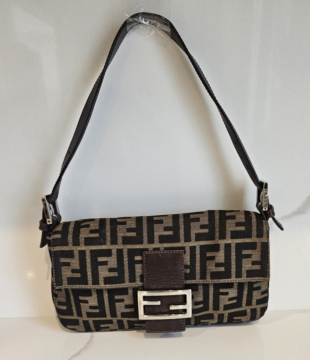 Vintage Fendi Zucca Baguette Shoulder Bag Brown Canvas | eBay US