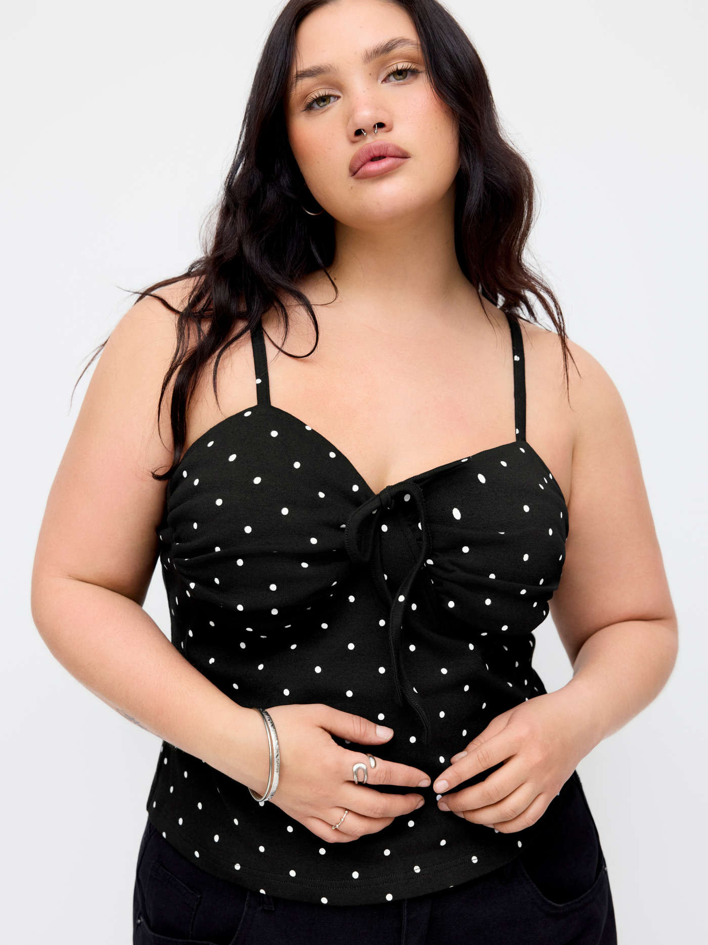 Cotton Polka Dot Halter Neck Ruched Tie Back Top $19.90Flash Shipping | Cider